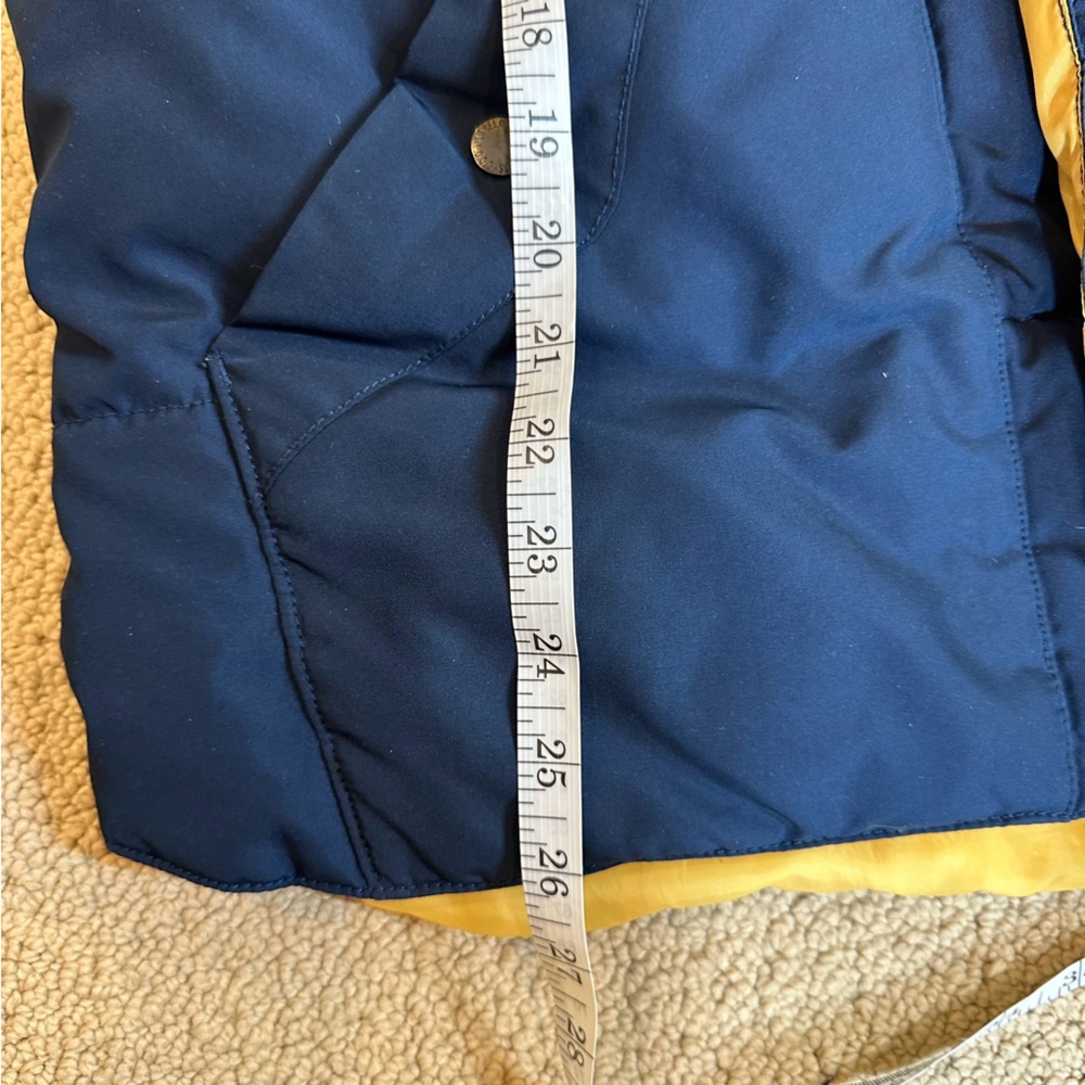 Retro Western 70s Navy Snap Front Puffer Vest w/Yellow Lining and Sherpa Colar - Picture 9 of 9